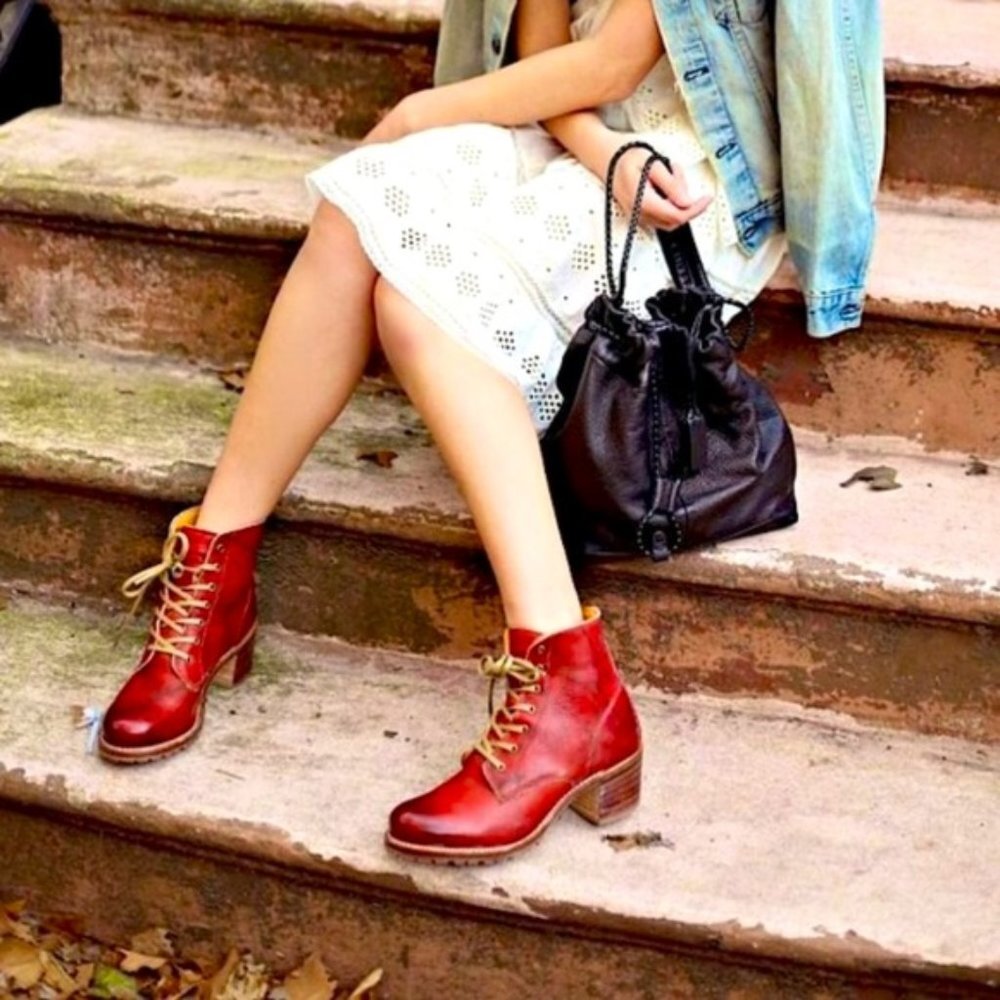 RARE Frye Sabrina 6G LaceUp Terracotta Combat Boot - Picture 2 of 15